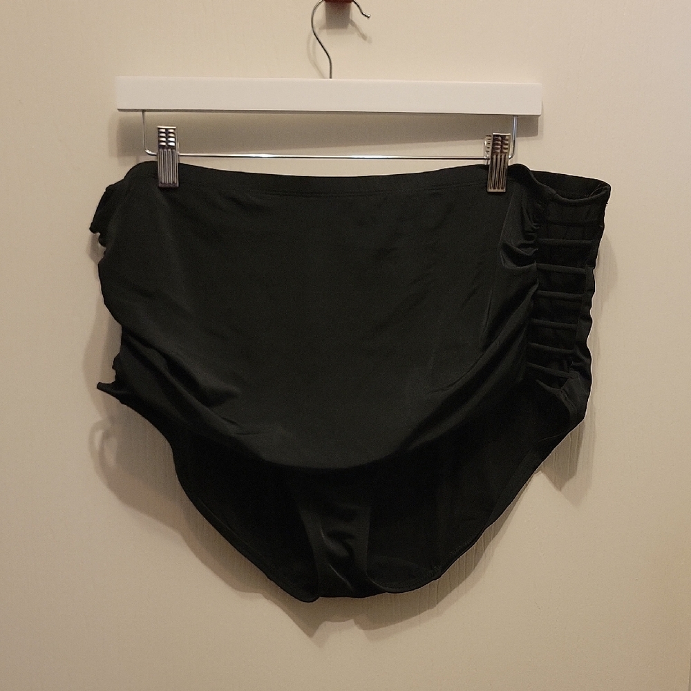 Black Ruched Swim Bottoms